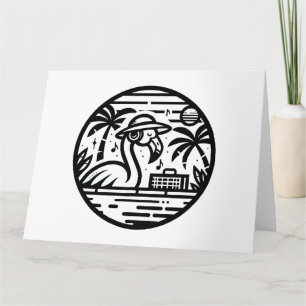 Tarjeta Flamingo Escuchando música - Tropical Chill Vibes
