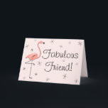 Tarjeta Flamingo Fabulous Friend<br><div class="desc">Diseño inspirado en el siglo XX con un toque retro con flamencos rosas y estrellas de fondo rosa pálido. Un diseño de personalizable para que puedas personalizar con tu propio texto,  imágenes e ideas. Imagen original de arte digital creada por Jess Perry en QuirkyChic Retro.</div>