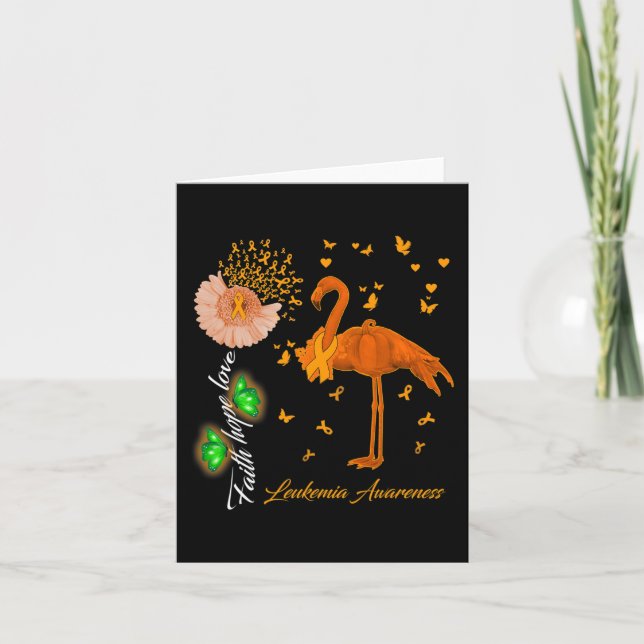 Tarjeta Flamingo Faith Hope Love Leukemia Awareness (Anverso)