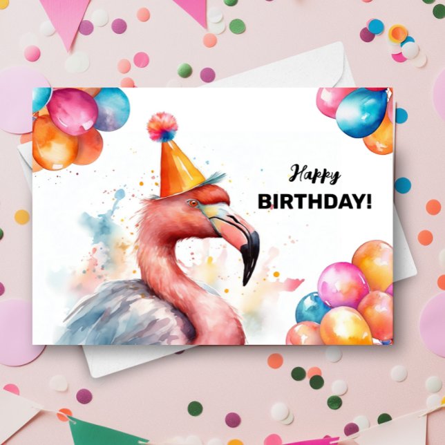 Tarjeta Flamingo Globos y Gorra Fiesta Cumpleaños tropical (Subido por el creador)