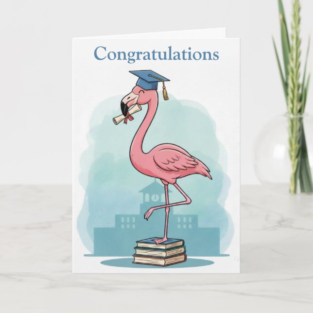 Tarjeta Flamingo Graduation Card (Anverso)