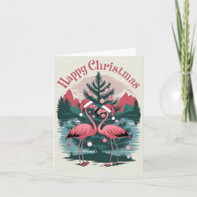 Tarjeta Flamingo Happy Navidades (Anverso)