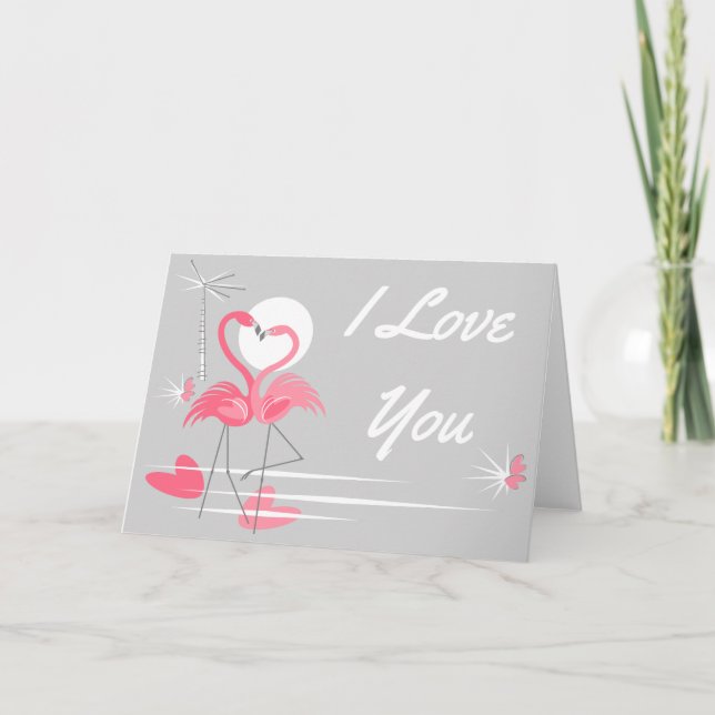 Tarjeta Flamingo Love I Love You (Anverso)