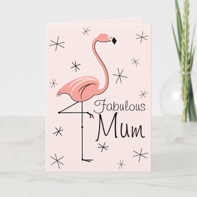 Tarjeta Flamingo Mamá rosa Fabuloso vertical día de la mad (Anverso)