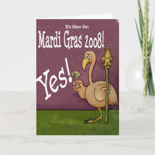 Tarjeta Flamingo Mardi Gras Happpy 2008 Nueva Orle