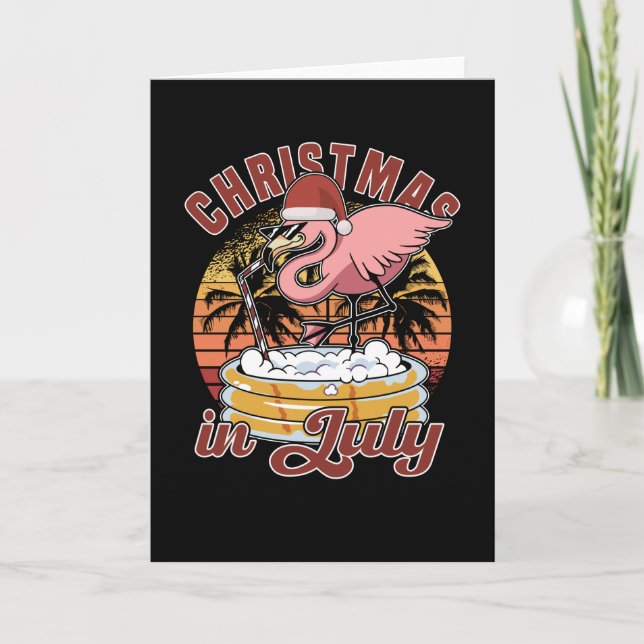 Tarjeta Flamingo Navidad En Julio Navidad En Verano (Anverso)