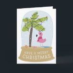 Tarjeta Flamingo Nieve Globe Beach Feliz Navidad<br><div class="desc">Cuando compras en Graphic Love Shop ¡apoyas a los pequeños negocios! Y sí,  hago un baile feliz cuando recibo tu pedido ;) ¡Gracias! - Samantha Encuentra más diseños de la Tienda de Amor Gráfica en: Facebook.com/GraphicLoveShop Usa #GraphicLoveShop en medios sociales Copyright © Graphic Love Shop</div>