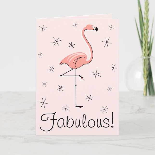Tarjeta Flamingo Pink Fabulous card vertical (Anverso)