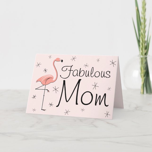 Tarjeta Flamingo Pink Fabulous Mom! (Anverso)