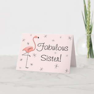 Tarjeta Flamingo Pink Fabulous Sister!