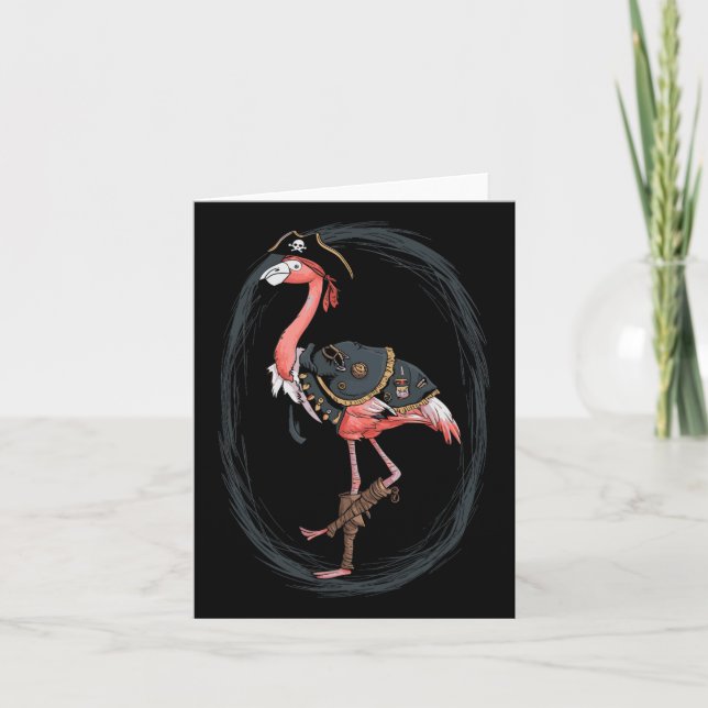 Tarjeta Flamingo Pirate Divertida idea de disfraces de Hal (Anverso)