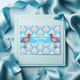 Tarjeta Flamingo Quatrefoil Cumpleaños