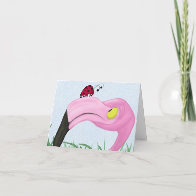 Tarjeta Flamingo rosa bonito (Anverso)