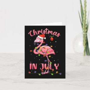 Tarjeta Flamingo Rosa En Navidades De Santa Hat En Julio C