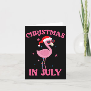 Tarjeta Flamingo Rosa En Navidades De Santa Hat En Julio C