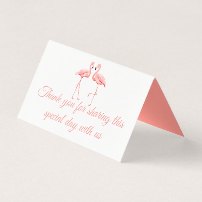 Tarjeta Flamingo Rosa Gracias Fiesta De Bodas Tropicales (Anverso)