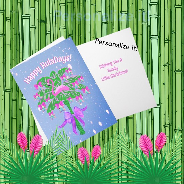 Tarjeta Flamingo Rosado Tropical Happy Huladays (Subido por el creador)