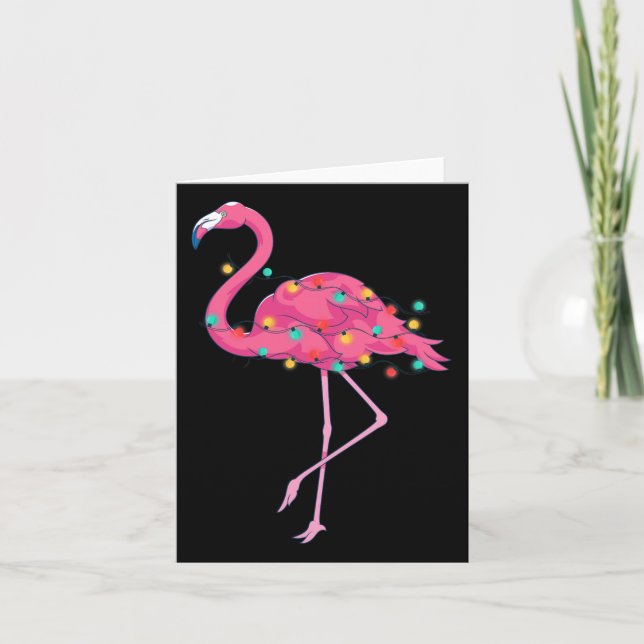 Tarjeta Flamingo Rosado Tropical Hawái Verano Navidad (Anverso)