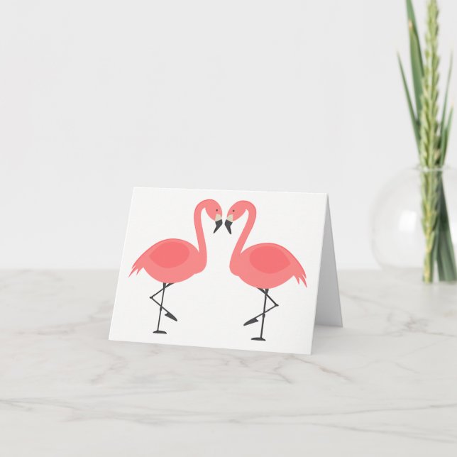 Tarjeta Flamingo rosado tropical Hola pensando en ti (Anverso)