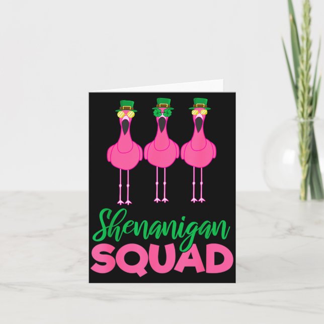 Tarjeta Flamingo Squad Funny Lucky St Patricks Day 2020 Te (Anverso)