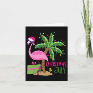 Tarjeta Flamingo Sungles Xmas Beach Tropical Navidades En
