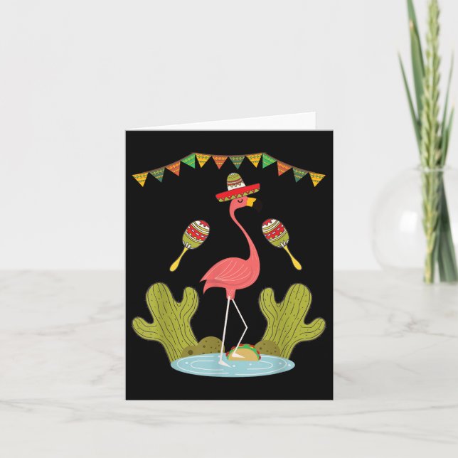 Tarjeta Flamingo Taco Sombrero Funny Cinco De Mayo (Anverso)