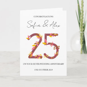 Tarjeta Flamoroso 25° aniversario boda saludo
