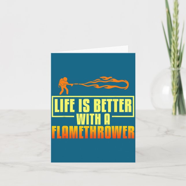 Tarjeta Flarower Gun Fire Thrower Flame Wean Quotes  (Anverso)