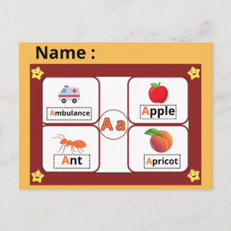 Tarjeta flash de la letra A del alfabeto educativo