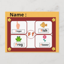 Tarjeta flash de la letra F del alfabeto educativo