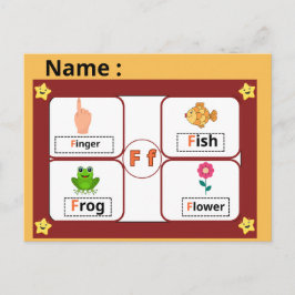 Tarjeta flash de la letra F del alfabeto educativo
