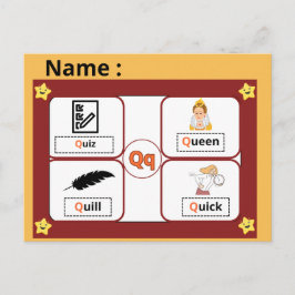 Tarjeta flash de la letra Q del alfabeto educativo