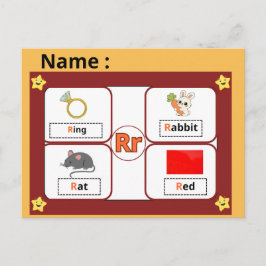 Tarjeta flash de la letra R del alfabeto educativo