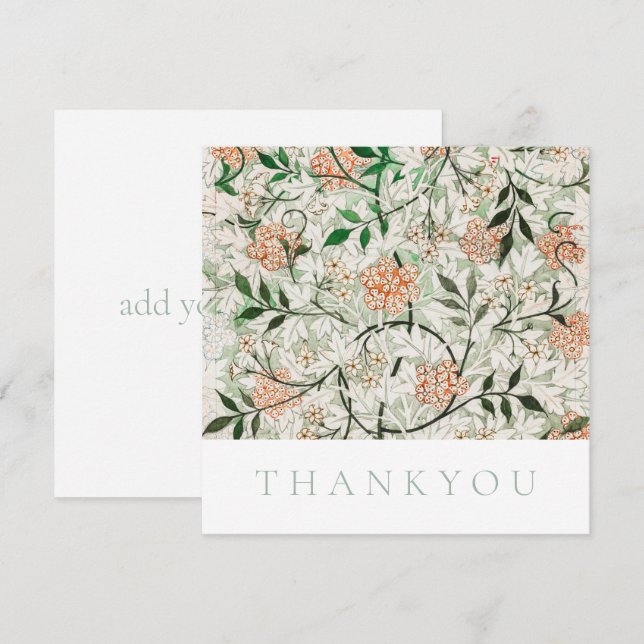 TARJETA FLAT THANKYOU : WILLIAM MORRIS : JASMINE (Anverso / Reverso)