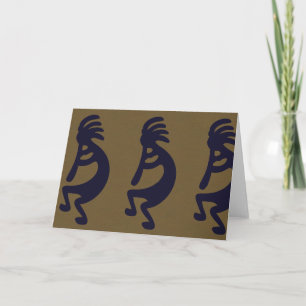 Tarjeta Flauta Jugando a la figura de Kokopelli - Negro so
