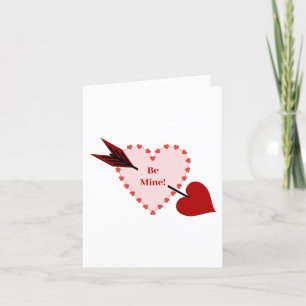 Tarjeta Flecha de Cupido a través del corazón Sé mío Día d