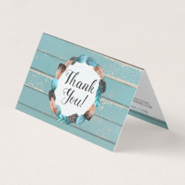 Tarjeta Flecha Rusa Turquesa De Madera Y Pescado Gracias