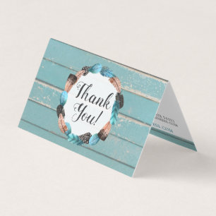 Tarjeta Flecha Rusa Turquesa De Madera Y Pescado Gracias