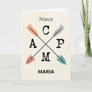 Tarjeta Flechas de nombres personalizadas de campamento de