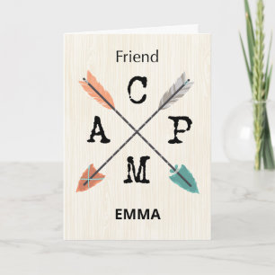 Tarjeta Flechas de nombres personalizadas de campamento de
