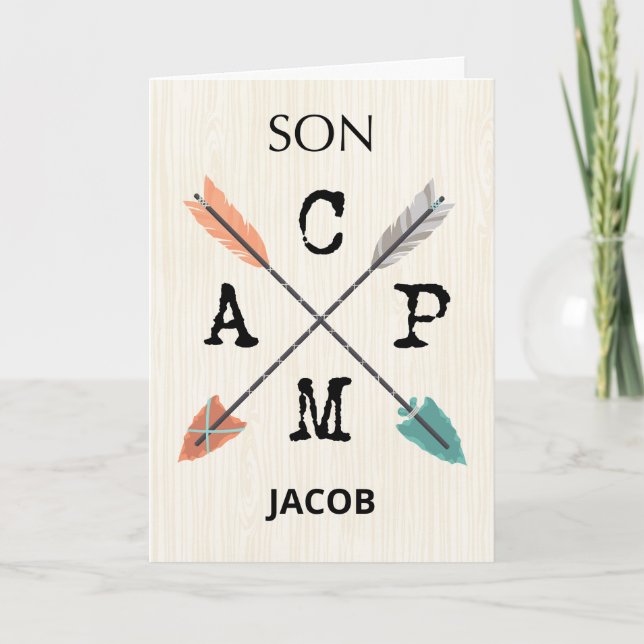 Tarjeta Flechas de nombres personalizadas de campamento so (Anverso)