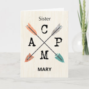 Tarjeta Flechas de nombres personalizadas de campamentos d