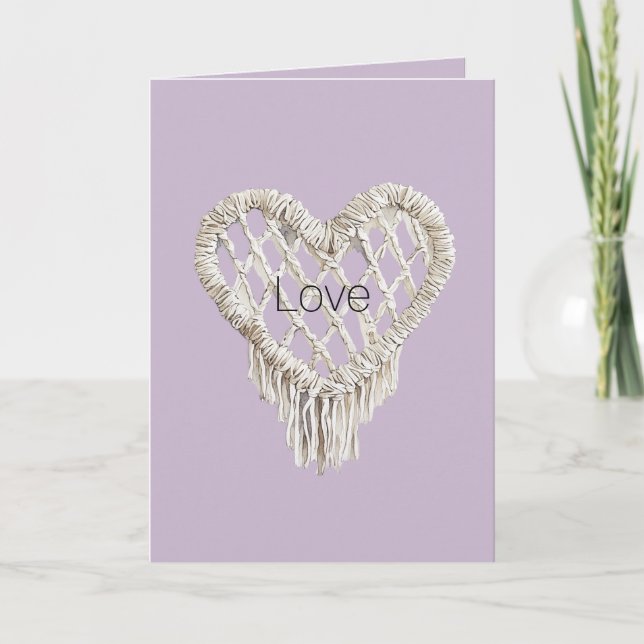 Tarjeta Fleco de Corazón Blanco Lavanda (Anverso)
