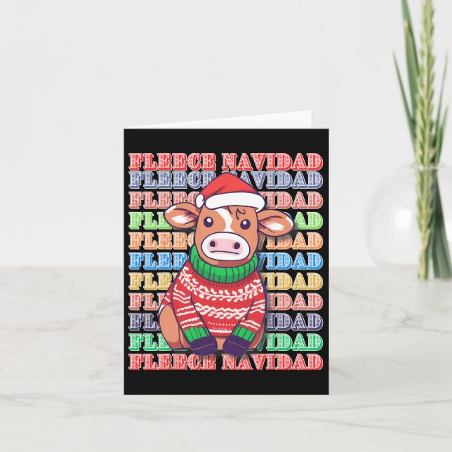 Tarjeta Fleece Feliz Navidad - Cuidada vaca de navidad - g (Anverso)
