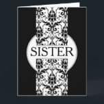 Tarjeta Fleur de Leis Lace Sister Cumpleaños<br><div class="desc">Hágale saber a tu hermana que ella es la luz del sol en tu vida, el corazón que pega con amor y calor. Encarna belleza, gracia y estilo, inspirándote con su amor y presencia especial. Celérela con un mensaje colorido que refleja la profundidad de su aprecio y admiración por todo...</div>
