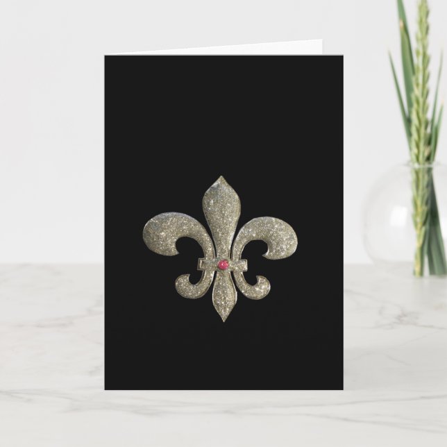 Tarjeta Fleur de lis NOLA Bride Bling (Anverso)
