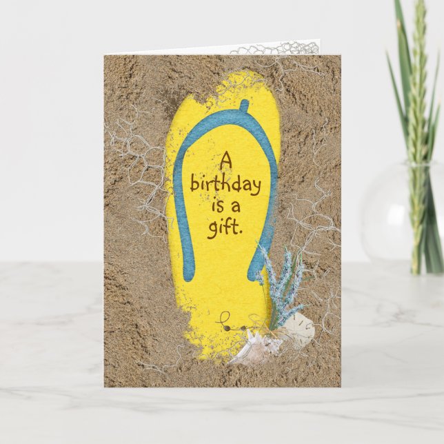 Tarjeta Flip-Flop de cumpleaños de verano (Anverso)