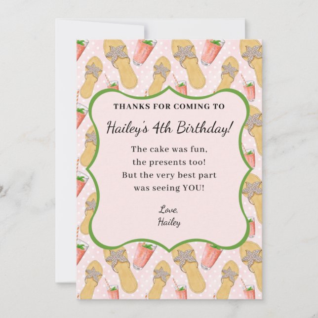 Tarjeta Flip Flops and Lemonade Gracias (Anverso)