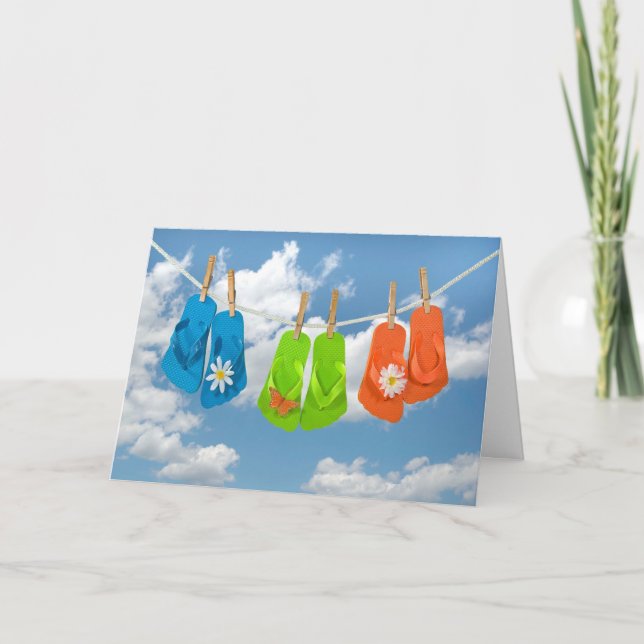 Tarjeta Flip-flops de cumpleaños (Anverso)