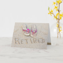Tarjeta Flip Flops sobre la jubilación en la playa